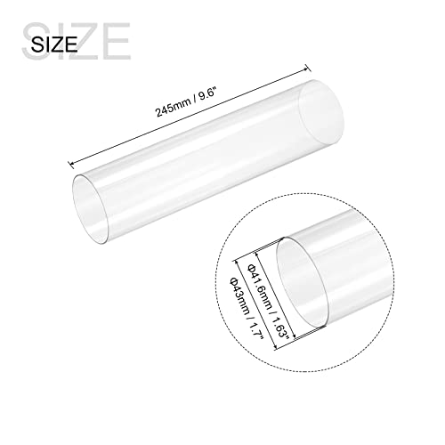 MECCANIXITY Plastic Pipe Rigid Polycarbonate Round Tube Clear 1.63"(41.6mm) ID 1.7"(43mm) OD 9.6" (245mm) High Impact for Lighting, Models, Water Plumbing - size: 1.63"IDx1.7"ODx9.6"
