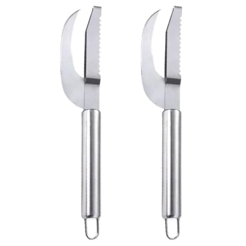 minkissy 2pcs Stainless Steel Fish Scale Remover and Belly Opener Tool Set Multi-use Reusable Seafood Cleaning Kitchen Gadgets for Home Cooking