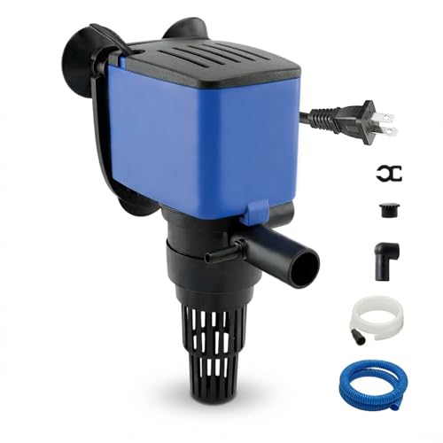 Aqua Dream 475 GPH Aquarium Powerhead - 3-in-1 Submersible Filter Pump with Air Oxygenation & Adjustable Flow, 25W High-Performance Water Circulation Pump for Fish Tanks - 1 Pc - color: Blue; 1 Pc, size: 475 GPH