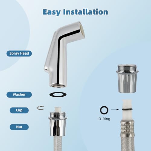 Hygie Rinse Universal Fit Kitchen Sink Spray Attachment, Kitchen Sink Side Sprayer Head Compatible with Delta, Moen, Kohler and Other OEM Brands Spray Head, Chrome - color: Chrome, style: Nozzle Head Only