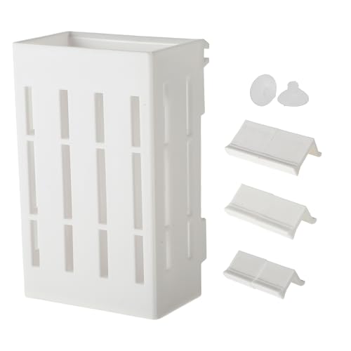 Aquarium Plant Holder, Fish Tank Plant Holder, Aquarium Plant Holder with Hooks and Suction Cups, Aquarium Plant Pots for Hanging Plants and Plant Cultivation, White, 1 Set - color: White