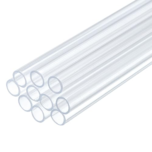uxcell 10 Pcs Clear Plastic Rigid Tubing 5.5mm ID x 7mm OD, 0.5 Meters Length Round Polycarbonate Tubing for Aquarium Water Pipe, Water Cooling System, Plumbing - size: 5.5mm x 7mm