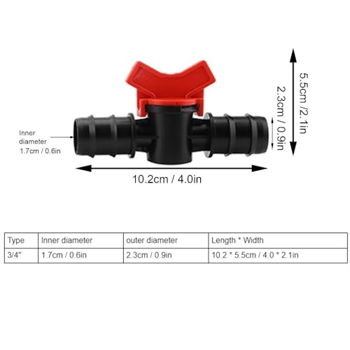 3/4" Plastic Line Hose Barbed Ball Valve Shut-Off Switch With Hose Barb Water Flow Control Connector for Aquarium Garden Micro Irrigation(3/4'') - size: 3/4''
