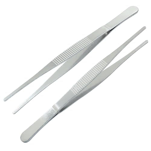 2 Pcs 6 Inch Stainless Steel Forceps, Straight Metal Tweezers General Application for Kitchen, Crafts, Plants - size: 6 Inch