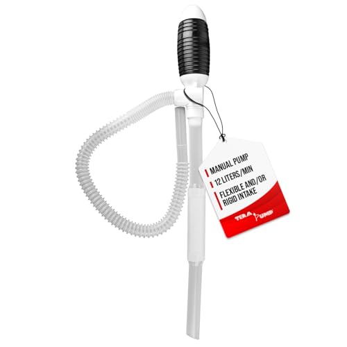 TERA PUMP - Manual, Portable Siphon Pumps Up to 12 Liter per Minute - Multiuse Patented Suction Tube Can be Set Straight (Rigid) w/Additional Piece, Or Flexible For Irregular Shaped Containers - style: 3 GPM
