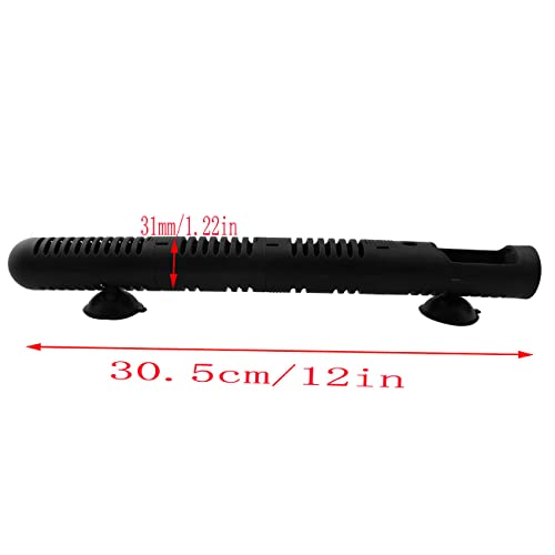 Aquarium Heater Protective Case 30.5cm Detachable Design Black Heating Rod Sleeve Heater Guard Protector Protective Cover Guard with Suction Cups for Fish Tank Water Aquarium Heater Protector