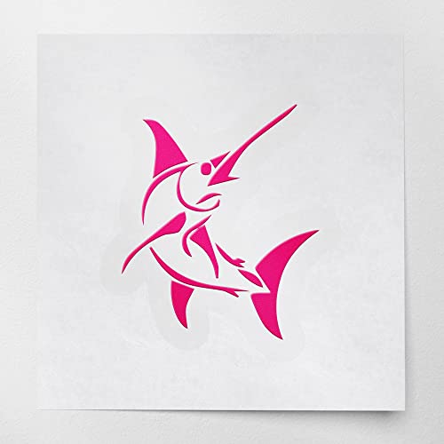 2 Pcs - Decal Stickers of Stylized Marlin Fish (Pink) Premium Waterproof Vinyl Decal Stickers for Laptop Phone Accessory Helmet Car Window Mug Tuber Cup Door Wall Decoration ANDSKUS512502PI070722 - color: Pink, size: 4.8'' x 5.6''