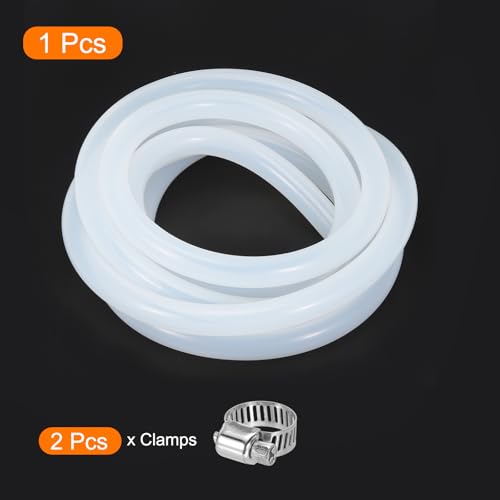 MECCANIXITY 3.3ft Clear Silicone Rubber Tubing 1/2" ID 3/4" OD Plastic Tube Flexible Air Hose for Brewing, Wine Making, Pump Siphon, 12.7mm x 19mm, with 2pcs Clamps - color: Clear, size: 1/2" x 3/4"