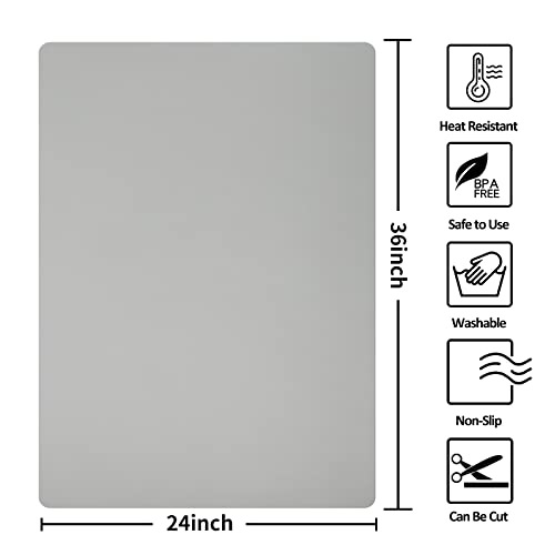Silicone Mat Heat Resistant Mats for Countertop, Multipurpose Large Silicone Mats for Crafts Kitchen Workbench Size 36x24 inches Thick 2mm,Rolled Package,Grey - color: Gray, size: 36"L x 24"W