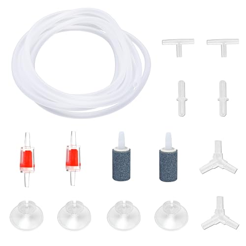 Aquarium Air Pump Accessories - 7 Feet Airline Tubing Standard with Grey Air Stone Cylinders, Check Valves, Suction Cups and Connectors for Nano Air Pumps Small Buckets and Fish Tank - color: Grey, size: 2 Air Stone Cylinder