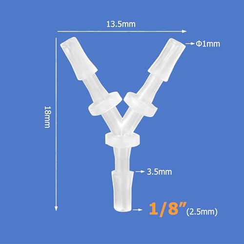 Quickun 1/8" Hose Barb Fitting Equal Barbed Y Shaped 3 Way Plastic Joint Splicer Mender Adapter Union for Air Line Tubing Pipe (Pack of 4) - size: 1/8 Inch