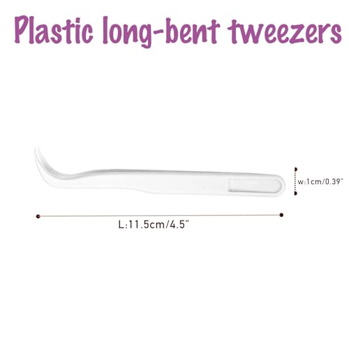 12 Pack Plastic Long Bent Tweezers, 4.5 Inch, For Crafting, Jewelry Making, Baking, Reptile Feeding (white) - color: White