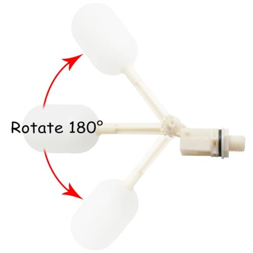 Uenede 2PCS Float Ball Valve DN15 1/2" Male Thread PE Floating Ball ABS Valve Automatic Switch for Pool, Livestock Water Trough, Aquariums, Aquaculture, Hydroponics and Reservoir Water Level Control
