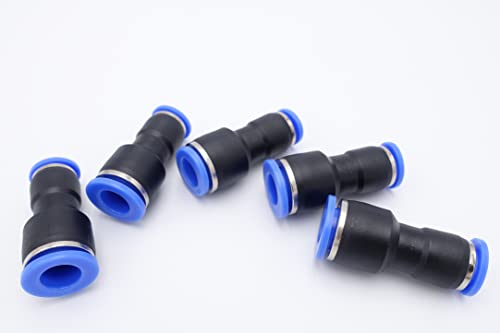 Push to Connect Fitting 3/8" Tube OD x 5/16" Tube OD Reducer, Pneumatic Air Water Straight Union Two Way Connector/Coupler (Pack of 5) - size: 3/8 inch - 5/16 inch