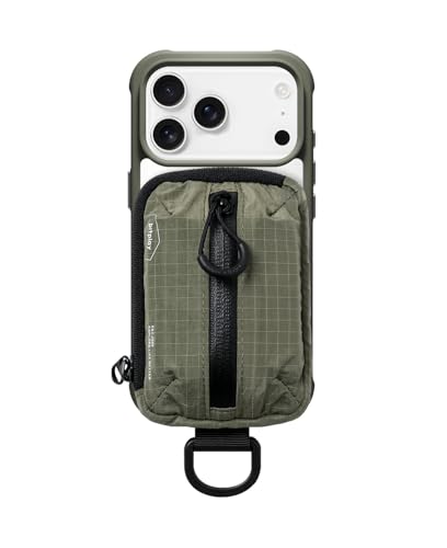bitplay Magnetic Mini Pouch, Magsafe Compatible Phone Pouch, Tear Resistant Everyday Carry Card Holder, Key Slot with Water Repellent Zipper, Moss Green - color: Moss Green