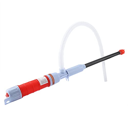 SUNGOOYUE Battery Operated Liquid Transfer Pump PE Electric Siphon Pump 3V 64cm with Bendable Suction Tube for Water Oil Transfer Fish Tank Pool Basement Use (Red) - color: Red