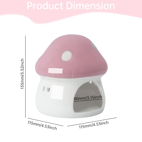 AnRui Ceramic Mushroom Aquarium Decor Cute Mini House Betta Fish Tank Accessories Decoration Hideaway Hideout Cave Ornament for Small Fish, Shrimp, Goldfish and Reptiles (Pink, Large) - color: Pink, size: Large