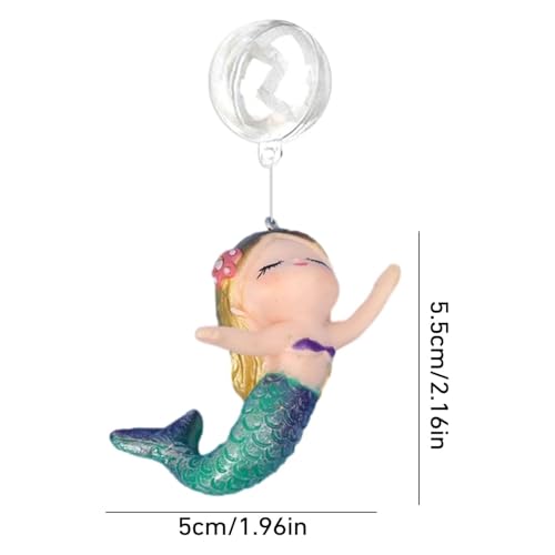 Floating Mermaid Aquarium Decoration, PVC Resin Mermaid Statue, Aquarium Decor Ornament, Polychromatic, Handcrafted, 2.16"D x 1.96"W x 1.37"H