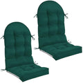 Geelin 2 Pcs Outdoor Patio Chair Cushion Thick High Back Adirondack Chair Cushion Tufted Weather & Fade Resistant Anti-Slip Outside Rocking Chairs Pads with Ties, 44 x 19 x 4 Inch (Dark Green) - color: Dark Green