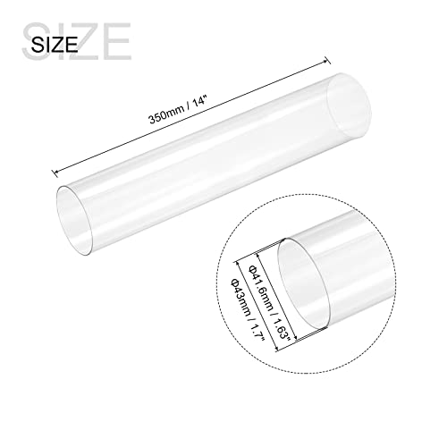MECCANIXITY Plastic Pipe Rigid Polycarbonate Round Tube Clear 1.63"(41.6mm) ID 1.7"(43mm) OD 14" (350mm) High Impact for Lighting, Models, Water Plumbing - size: 1.63"IDx1.7"ODx14"