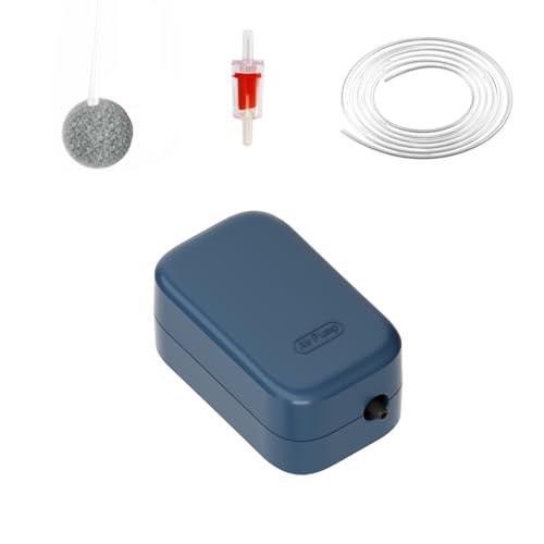 Aquarium Air Pump, Dual Outlet Quiet Oxygen Aerator Pump for Fish Tanks, Adjustable Air Valve Complete Bubbler Kit for Small Aquariums - size: Up to 50 Gallons