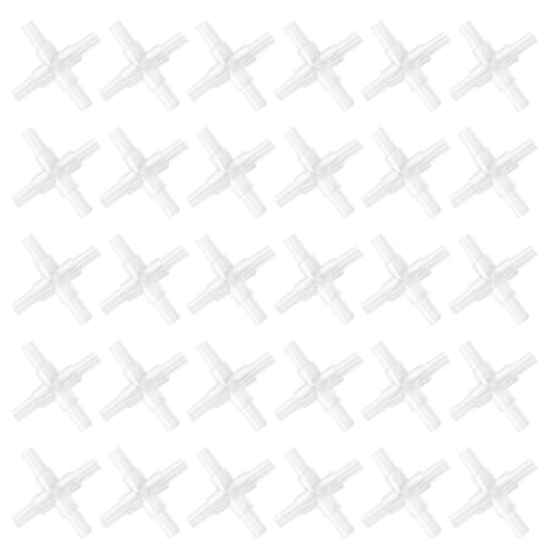30Pcs 4mm Transparent PVC Air Tubing Splitter Kit - L Shape 3 Way 4 Way Connector for Aquarium Air Pump Accessories(4 Way Adapter) - style: 4 Way Adapter