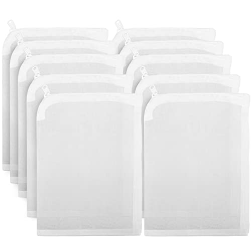 Segarty Aquarium Filter Bags High Flow, 10 Pack 0.15mm Mesh Bag 7.7 x 6 Inch Reusable White Nylon Media Net Bags with Plastic Zipper for Bio Balls, Ceramic Rings, Activated Carbon, Charcoal, Fish Tank - color: extra fine mesh（white）, size: 7.7" x 6"