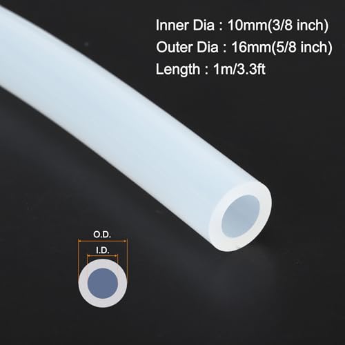 MECCANIXITY 3.3ft Clear Silicone Rubber Tubing 3/8" ID 5/8" OD Plastic Tube Flexible Air Hose for Brewing, Wine Making, Pump Siphon, 10mm x 16mm, with 2pcs Clamps - color: Clear, size: 3/8" x 5/8"