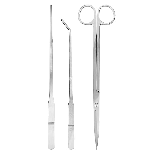 Mandala Crafts Stainless Steel Aquascaping Tools Kit – Aquarium Plant Tools with Tweezers and Scissors for Fish Tanks, Hospital Tanks, Goldfish Bowls, Aquariums, and Terrariums - color: Stainless Steel 3-in-1 Kit, size: 10 Inches