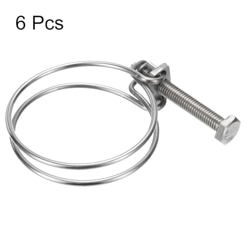 uxcell 6Pcs Double Wire Hose Clamp, 58-65mm Adjustable Stainless Steel Wire Hose Clips with M8 Bolt for Dust Collection Hose, Pump Hose Pipe - size: 58-65mm