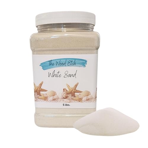 The Wood Etch 5 lb Natural White Sand for Sandbox, Sand Art, Home Decor, Sensory Bin, Aquarium & More, Odorless, Non-Toxic, Safe for Kids & Pets, Versatile, and Clump-Free for Easy Handling