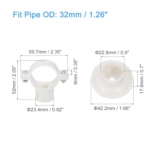 uxcell 12Pcs PVC Water Pipe 32mm Clamps Clips with Base, Fit for 32mm/1.26" OD Tubing Hose Hanger Support, Plastic Pipe Hanger Clamp Water Pipe Support
