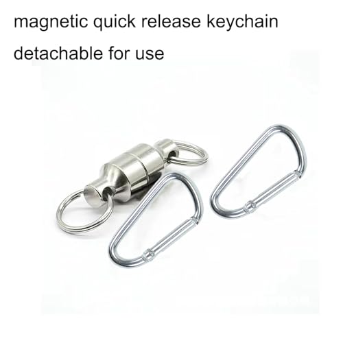 Magnetic Net Release Fly Fishing Net Retractor Magnetic Keychain, for Fly Fishing with Retractable Coiled Lanyard Carabiner - color: Silver Iron
