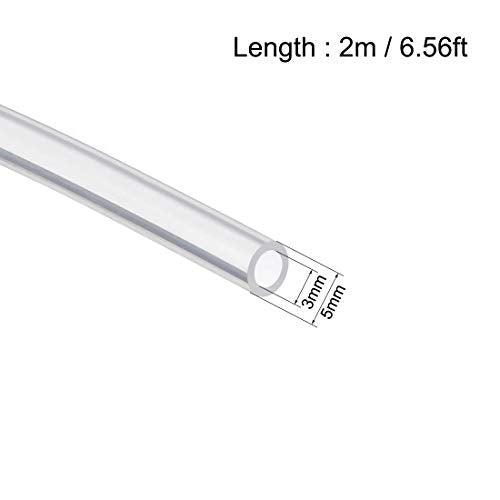 uxcell Silicone Tubing 1/8"(3mm) ID x 3/16"(5mm) OD 6.6ft(2m) Silicone Rubber Tube Air Hose Pipe for Pump Transfer Clear - size: 3mm x 5mm