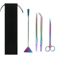 Aquarium Aquascaping Tools Kit,4 in 1/5 in 1/6 in 1 Stainless Steel Aquatic Plants Tweezers Scissors Spatula Cleaning Tool Set W/Storage Bag for Aquariums Fish Tank - size: 4-in-1