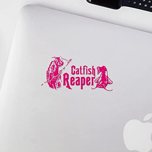 2 Pcs - No Background Decal Stickers of Catfish Reaper Fishing #2 (Pink) Premium Waterproof Vinyl Decal Stickers for Laptop Phone Accessory Helmet Car Window Mug Tuber Cup Door NVCSKUS570832PI090622 - color: Pink, size: 6.8'' x 3.3''