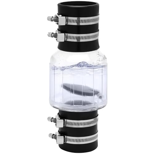 2 Inch Silent PVC Check Valve, Quiet Clear Sump Pump Check Valve With Stainless Clamps Fits 7-1/4" Gap in 2” Schedule 40 Pipe,With Spring Loaded Flapper Leak-proof Sewage - size: 2 Inch Sump Pump Check Valve