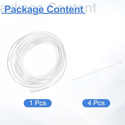 uxcell Flexible PVC Tubing, 4mm ID x 6mm OD - 6.6 Feet Long Clear Vinyl Water Pipe, Lightweight Plastic Hose Water Pipe with Zip Ties for Aquaponics, Air Hose, Irrigation - size: 4mm ID x 6mm OD