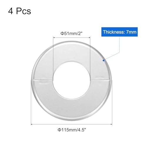 uxcell 4pcs Wall Split Flange 115mm / 4.5" OD Escutcheon Plate ABS Round Self-Adhesive Plumbing Cover Plates for 51mm / 2" Dia Water Pipe Faucet Decoration Accessories, Silver - color: Silver, size: 51mm