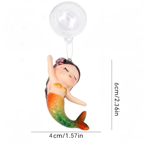 Floating Mermaid Aquarium Ornament, Handcrafted Cute Mermaid Statue with Floating Ball, Colorful PVC Resin Fish Tank Decor for Home Aquariums & Desktop Water Features (Colorful) - color: Colorful