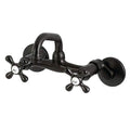 Kingston Brass KS212MB Kingston Two-Handle 2-Hole Wall Mount Bar Faucet in Matte Black - color: Matte Black
