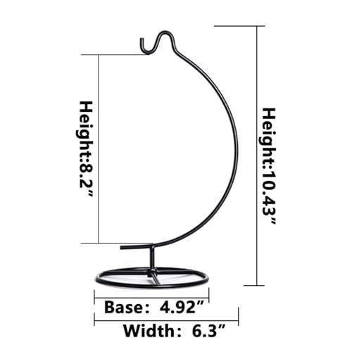 YY YEARCHY Ornament Display Stand Metal Stand Air Plant Stand Flower Pot Holder Iron Stand for Hanging Glass Globe Ball (C Shape) - color: Black, size: 10.43"x4.92"x4.92"