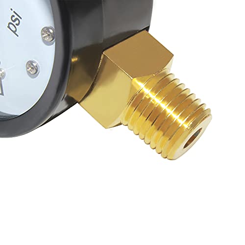 Joywayus Pressure Gauge 0 to 100 PSI Brass 1/4" Male NPT Thread Lower Mount, Multiple Function - size: 0-100PSI--1/4", style: No Glycerin Filled