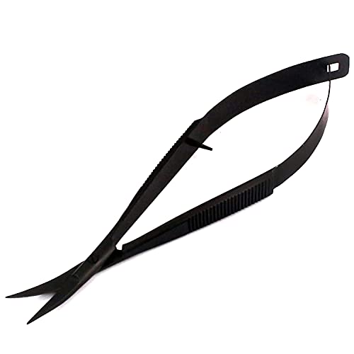 4.5" Curved Stainless Steel Squeeze Scissors Black Coated