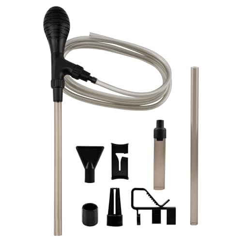 Aquarium Gravel Vacuum Siphon (Non-Electric), Manual Fish Tank Water Changer with 6ft Hose & Squeeze Bulb, Slim Intake for Tight Spaces, for 5–20 Gallon Tanks, Up to 27 in Depth