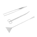 COLLBATH 3-pc Set Aquarium Cleaning Tool Kit Curved Scissors Straight Tweezers Shovel Stainless Steel Non-Slip Handle