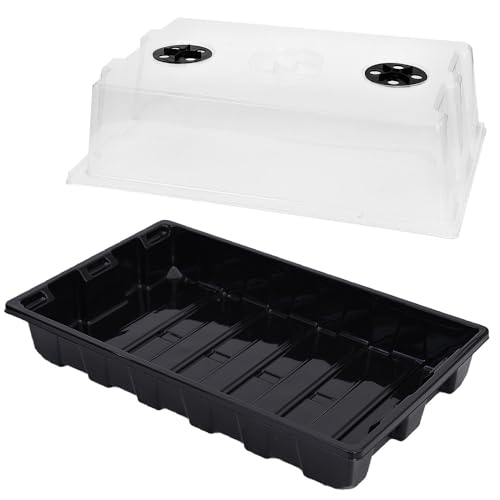 YoleShy 5 Packs Seed Starter Tray with Dome Reusable Plastic Plant Growing Trays with Humidity Domes Thickened Sturdy for Seed Starting Germination Growing Seedling Propagation,14.5"x9" - size: 5 Pack with Domes
