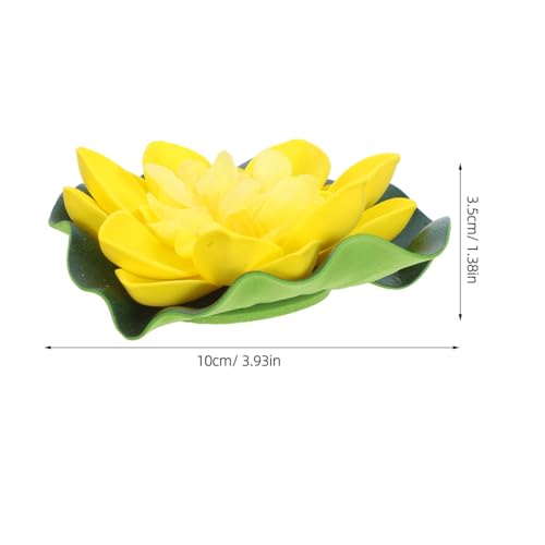 SEWACC 5pcs Artificial Lotus with Water Lily Pad Floating Lotus Flower Realistic Flower Ornanment for Outdoor Garden Pond Aquarium Pool Decoration 10cm
