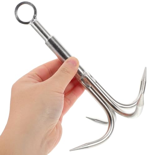 Kisangel Four-Claw Anchor Hook Stainless Steel Heavy Duty Grappling Hook for Freshwater Saltwater Fishing Outdoor Retrieval and Underwater Treasure Hunting 7.87X6.29X6.29 Inch