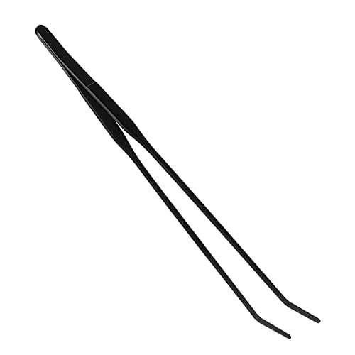 Aquarium Scissors Tweezers Stainless Steel Sharp Trimming Tools for Water Plants Maintenance in Fish Tank Landscape Tank 4 Pieces Set (Bent clamp)
